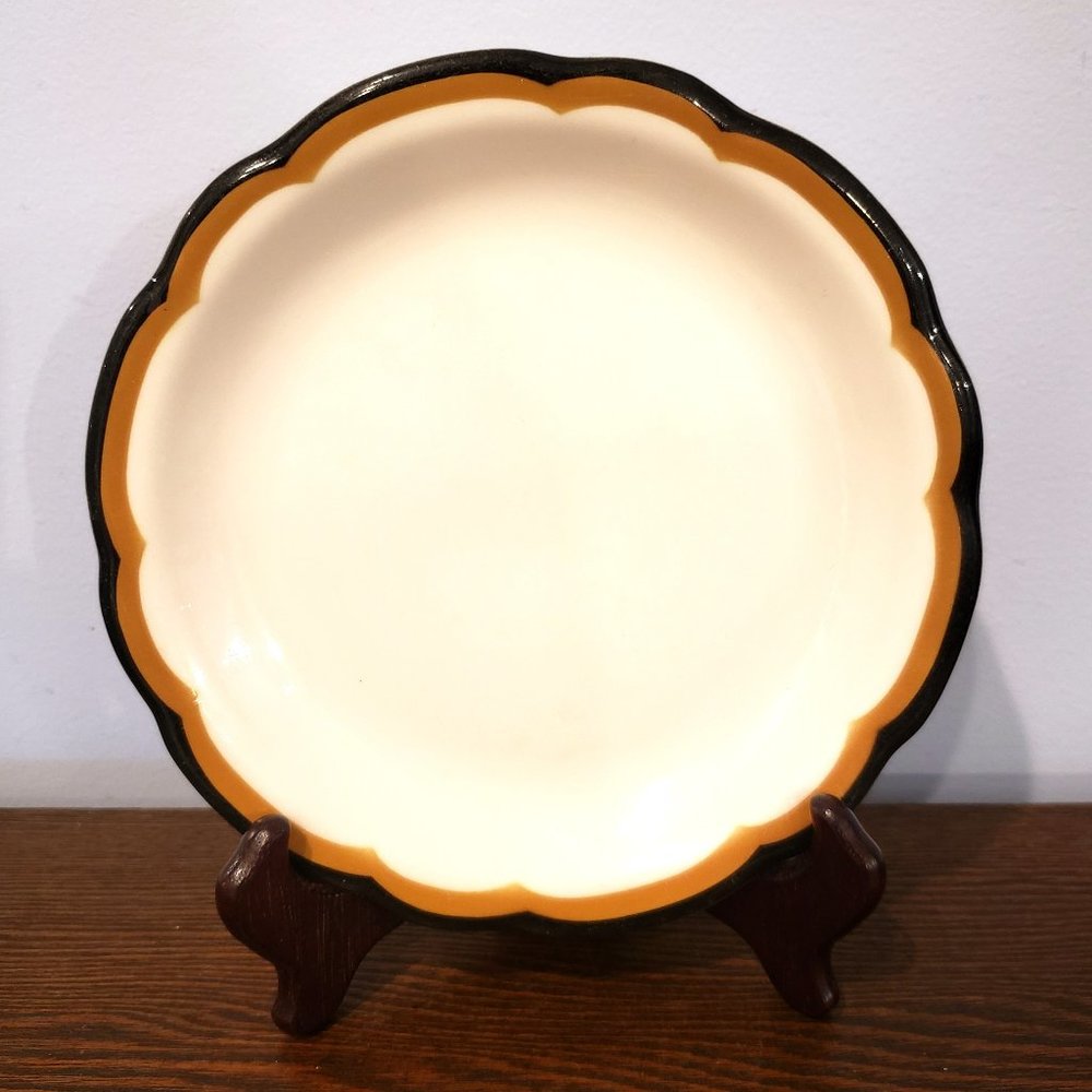 Buffalo China Restaurant Ware Bread Plate 7" BUF45 Mustard Black Arch VTG USA